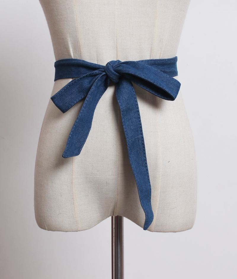 欧美时尚宽腰绳牛仔布简约绑带系带蝴蝶结百搭装饰连衣裙衬衣腰带