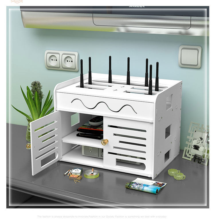 机顶盒架壁挂放置两用免打孔路由器插线板收纳盒置物架整理架客厅
