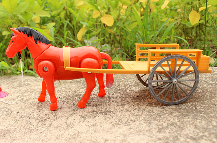 旋转圈绕桩电动玩具仿真小马拉车小孩走路的马儿童男孩发声马车