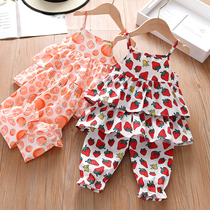 Female Baby Summer Clothing Suit One Year Old Baby Harnesses Short Sleeve Children Clothing Small Children Two Sets Summer Girls Summer Clothes