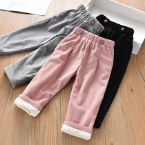 Boys and girls plus velvet pants sports cotton pants winter clothes autumn and winter Children Children Baby thickening 1 year old 3 leisure tide