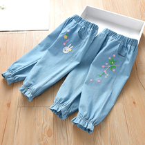 Girls autumn clothes 2021 new childrens embroidered cotton jeans childrens trousers foreign-style womens baby jeans