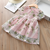 Childrens dress girl dress 2021 summer new childrens mesh embroidery hipster dress Korean princess dress