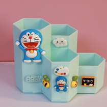 Childrens cartoon desktop multi-function pen holder Cute fashion bedroom makeup brush storage box Plastic primary school pen bucket