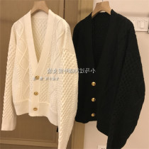 Brand Discount Mall Withdrawal Of Womens Foreign Trade Cut Mark Retro V Neckline Numb and Grandma Loose Sweater Jersey Woman