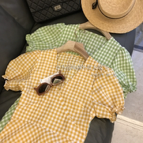 Brand discount mall Withdrawal Cupboard Womens Tail Goods Clearance Style Plaid Little Frescoed Slim V Collar Dress Women Summer