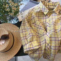 Brand Discounts Womens Clothing Withdrawal Closets Tailstock ~ Special Trendy Youth Reduced Age Yellow Plaid Shirts Women Summer