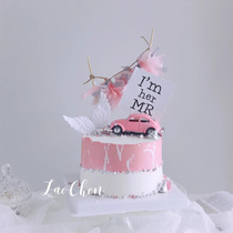 Beetle car cake decoration ornaments pink goddess cake plug-in birthday party dessert table dress