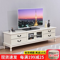 TV cabinet Solid wood European-style modern minimalist floor cabinet Chinese small apartment living room mini low cabinet bedroom TV cabinet