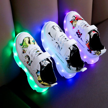 Net red charging light-emitting shoes boys and girls students children with lights luminous flash running leisure sports lighting shoes