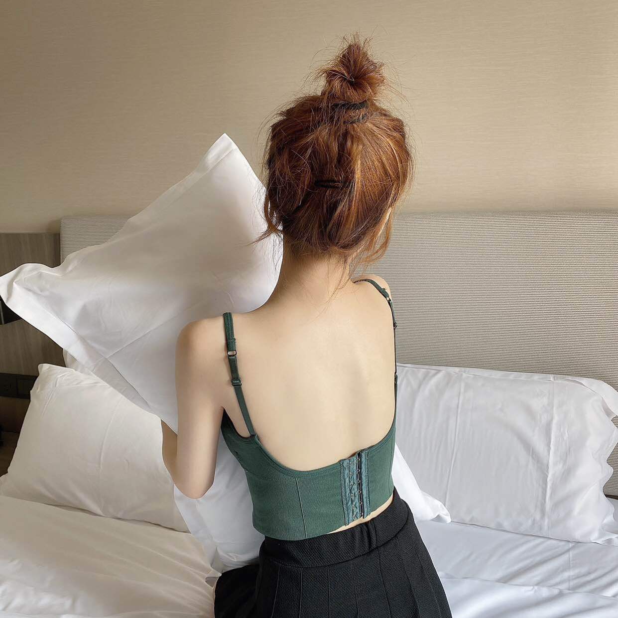 6681价新款u型美背内衣吊带内搭打底外穿带胸垫背心上衣