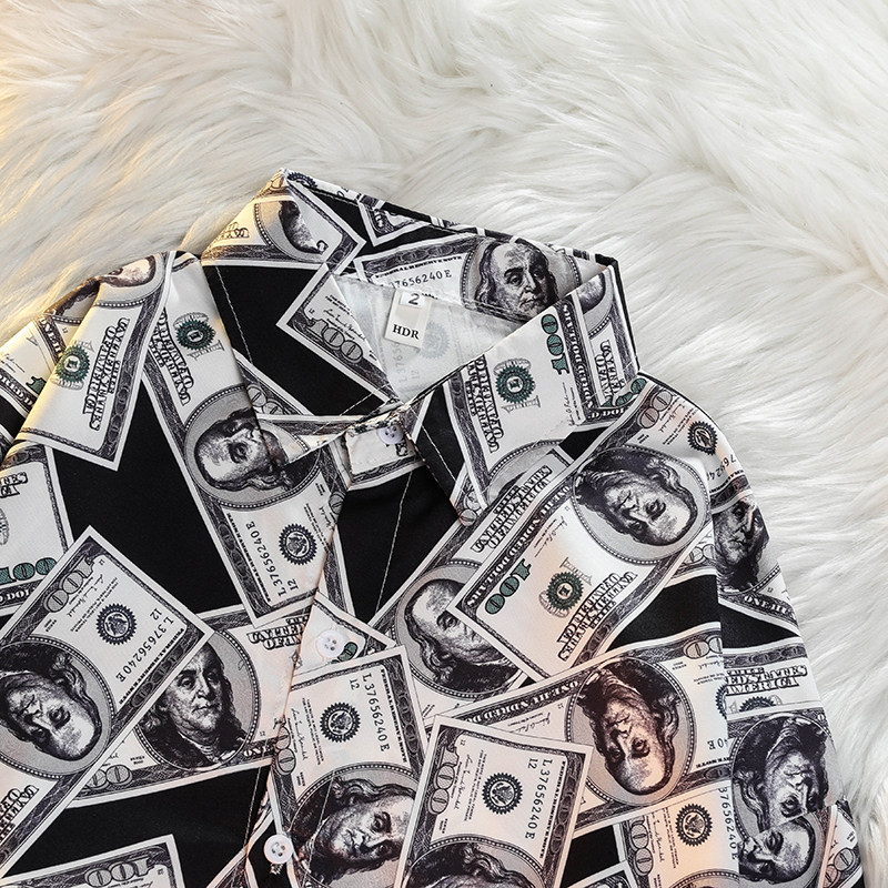 长袖-复古钞票宽松显瘦少女设计感衬衣上衣长袖学生衬衫潮_衣饰56ysk