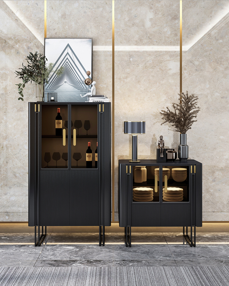 意式轻奢玻璃酒柜现代简约客厅电视柜边斗柜组合高矮储物茶水柜