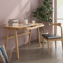 Nordic solid wood study desk computer desk small apartment ins computer integrated desk simple notebook with drawer