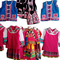 Yi costumes female children children Yunnan Chuxiong embroidery ethnic costume stage Tang left-foot dancers