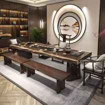 Solid wood tea table and chair combination Log Kung Fu tea drinking table New Chinese Zen 1 meter 8 tea table Modern large board tea table