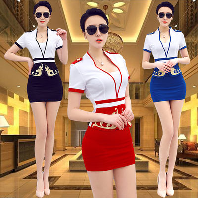 酒店公主套装足疗技师服2018新款空姐服装女性感沐足工作服显瘦夏