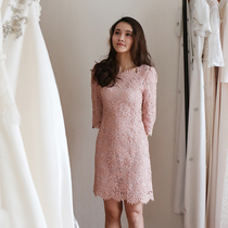 Northern Lights spot Korean retro pink lace dress dress Wedding party engagement bridesmaid dress