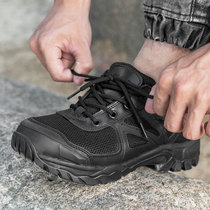 Mens summer outdoor black running shoes mountaineering training sand boots shock absorption and deodorant breathable low-top shoes casual shoes