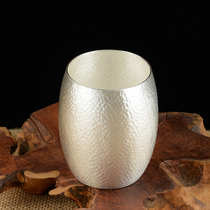 Xin Ah 999-foot silver master cup Kung Fu tea Tea ceremony tea cup hammer pattern craft handmade ingenuity to create