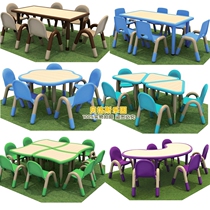 Chitele Kindergarten Childrens Tables and Chairs School Table Long Square Table Lifting Desk Round Table Half Round Table Moon Table