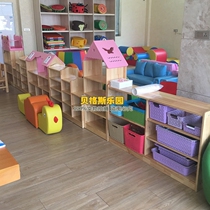 Early education kindergarten pine wood children storage rack storage rack finishing area cabinet solid wood area corner combined toy cabinet