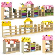 Early Education kindergarten pine childrens storage rack storage rack finishing area cabinet solid wood corner combination toy cabinet