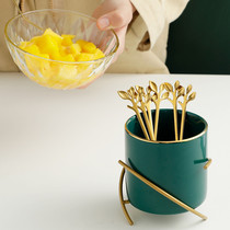 Malachite green fruit fork set household spoon Stainless steel fork ins Nordic creative cute dessert cake fork