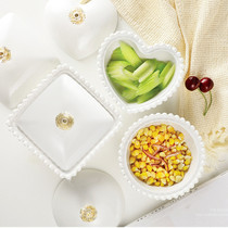 Creative personality household ceramic birds nest bowl Dessert bowl Snack bowl Afternoon tea snack bowl with lid Dried fruit bowl