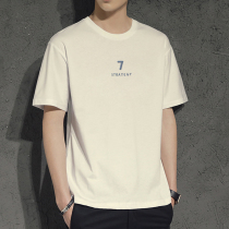 Tide Card Summer Printed Pure Cotton Short Sleeve T-shirt Mens Round Collar Loose Large Code Korean Version Trend Embroidery Blouse Thin