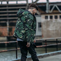 Tide brand winter hooded cotton coat mens retro military camouflage wind jacket jacket cotton clothing thickened quilted jacket top tide