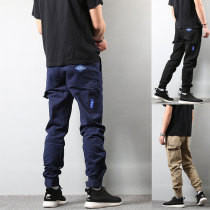 Tide brand summer multi-pocket tooling pants small feet casual pants Yu Wenle pants slim large size Korean version of the male