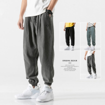 Tide Cards Summer 90% Casual Pants Male Korean version Trend 100 lap knitted bunches Pants Loose large size Tooling Sports Pants