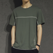 Tide Card Summer Short Sleeve T-Shirt Man Han Edition Loose big code Leisure pure cotton trends Compassionate Undershirt Fake two