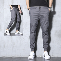 Boomer Yu Wenle Spring Workwear Pants Bungling Pants Mens Slim Fit Small Feet Casual Long Pants Drawing Rope Han Version Thin