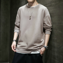 Tide-card spring autumn-style jacket headbeat sweatshirt mens sports fake two long sleeves T-shirt loose without cap and fall thin