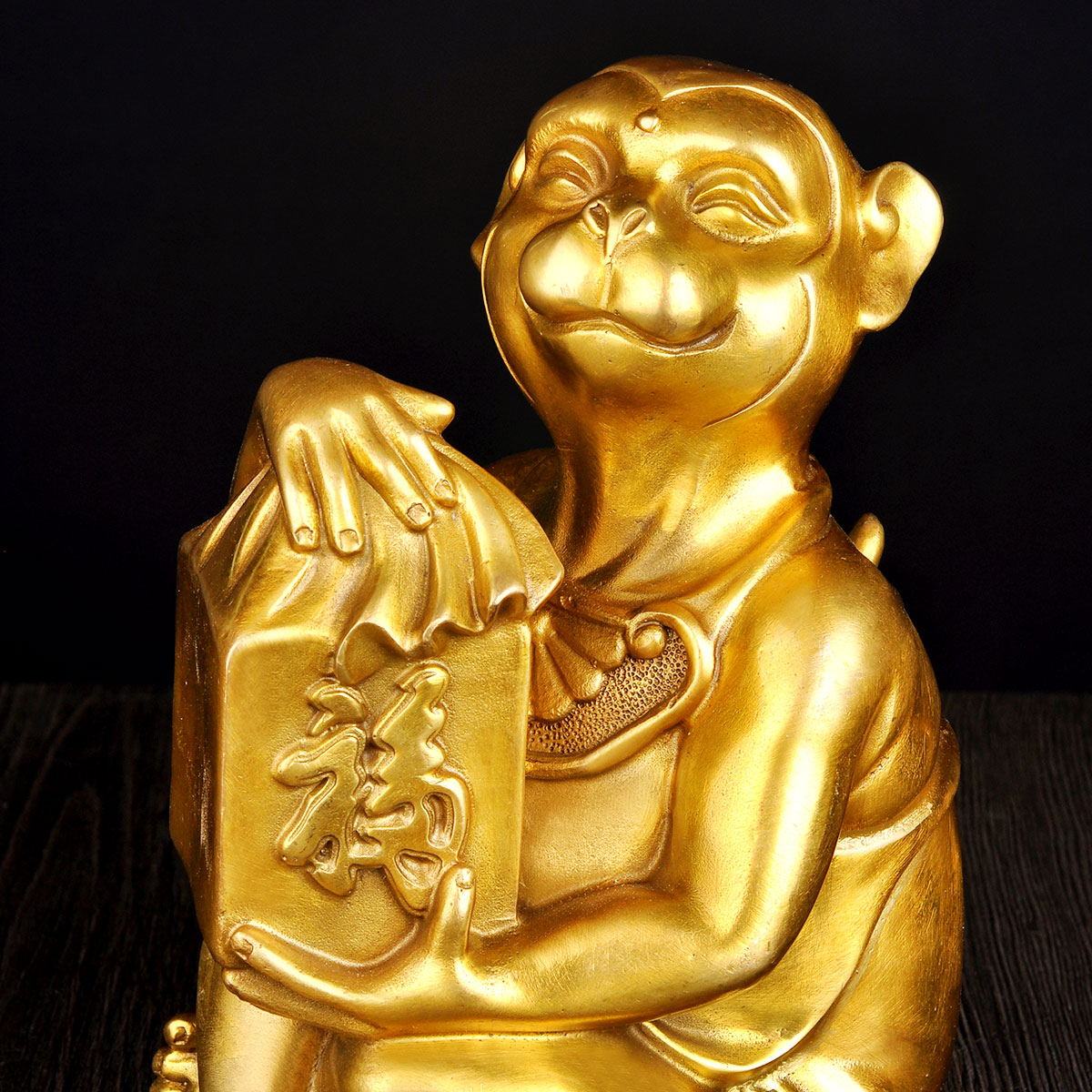 风水阁纯铜福字金猴摆件