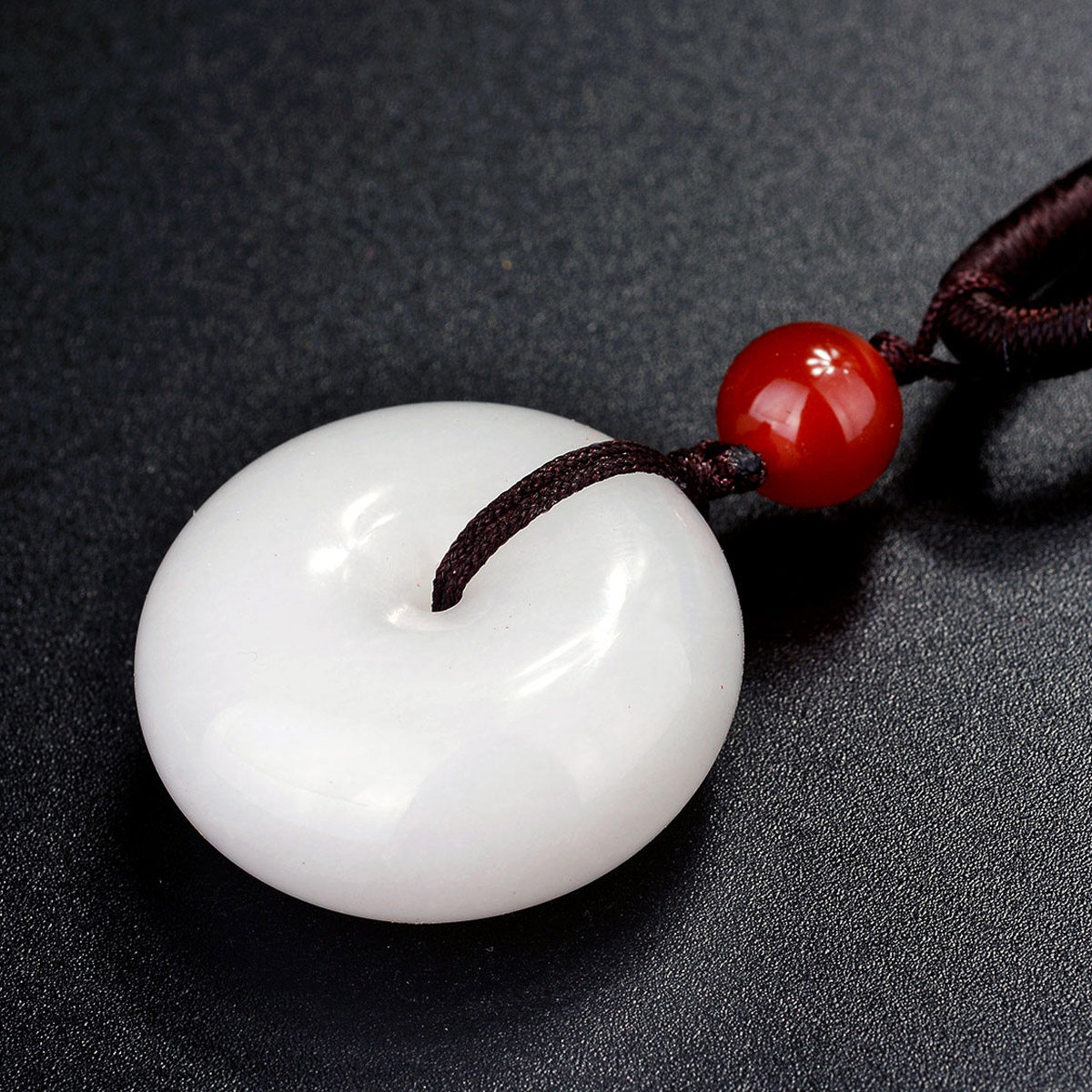 风水阁昆仑玉平安扣吊坠 情侣礼物男女吊坠项链饰品 玉石挂坠