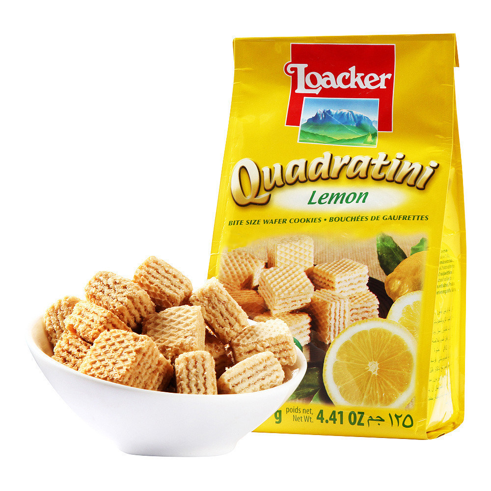 loacker莱家柠檬味粒粒装威化夹心125g意大利进口饼干办公室零食