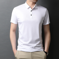 Chi Armanian Short Sleeve T-shirt Men Ice Wire Business Leisure All-cotton t Pure Color Flip Advanced POLO Shirt