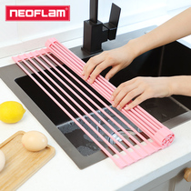 Neoflam foldable drain rack above the sink receiving dishes food-grade anti-slip silicone insulation mat