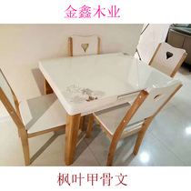 Nordic tempered glass dining table and chairs combined day style minimalist solid wood small family type telescopic rectangular home dining table