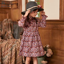 Girl Qipao Dress Spring Dress CUHK Child China China Wind Pure Cotton Long Sleeve Skirt Spring Autumn Ocean Air Broken Flowers dress