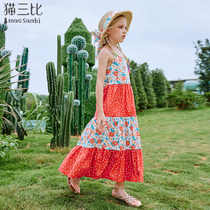 Girl Dress Girl Dress Child Long Dress Summer Dress 2022 New CUHK Tong Harnesses Vest Cruet Skirt Girl Foreign Air