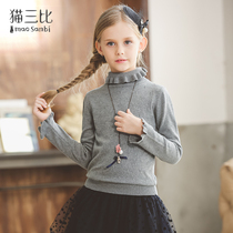 Girls Sweater base shirt High Lapel Spring and Autumn Children Cotton Knitted Sweater