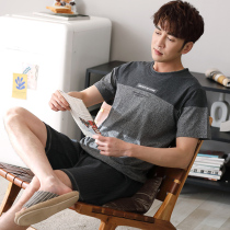 2022 New Sleepwear Mens Summer Pure Cotton Short Sleeve Shorts Thin section Young summer mens home Suits Suit