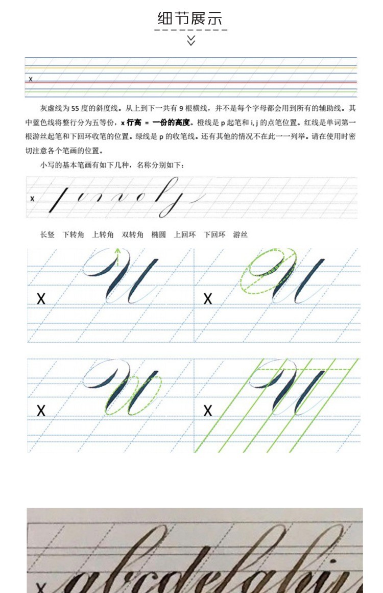 【英文书法纸】圆体花体练字纸es/er线条练习100张 没文化生活馆_7折