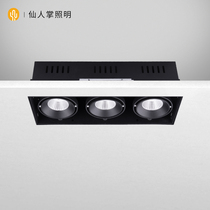 Cactus lighting three head embedded square borderless LED spotlight grille light grille light bucket light clothing shopkeeper light