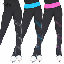 Childrens ladies adult figure skating suit skating training suit pants performance suit high-play waterproof brushed Diamond pants