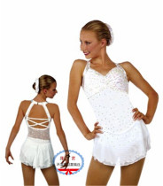 (Zeyi custom) Womens figure skating performance suit skating dress white diamond